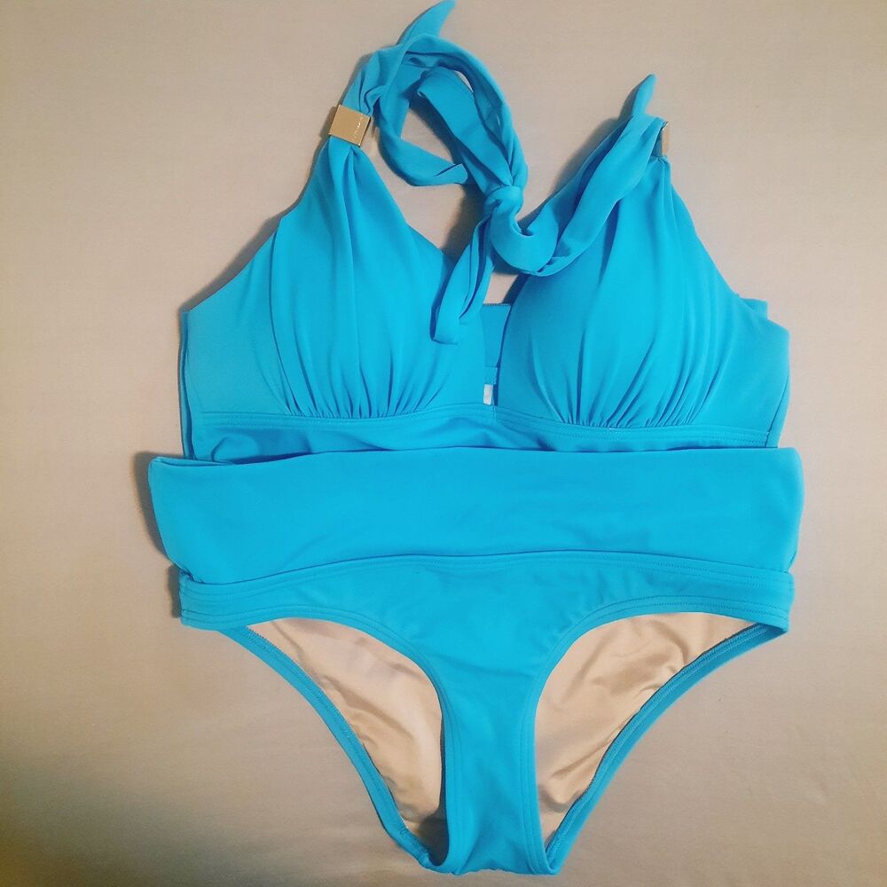 Victorias Secret Turquoise Halter Top Tankini Womens XS Top/Bottom